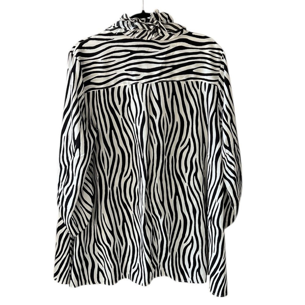 Ali Miles Sz L Zebra Print Long Line Tunic Top Black White - Picture 9 of 9